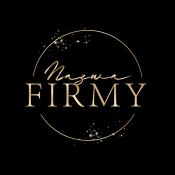 Bajkowy złocony projekt logo w przerywanym okręgu i złotym pyłkiem na czarnym tle