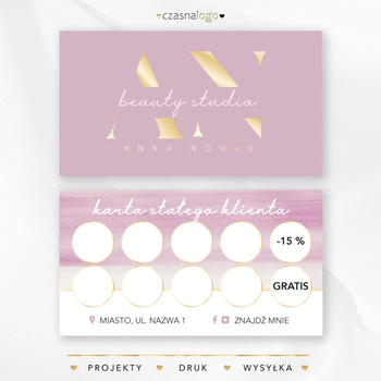 Cukierkowy różowo złoty projekt karty stałego klienta