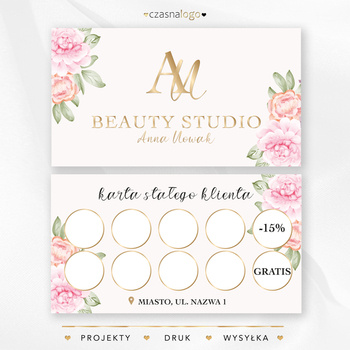 Elegancki projekt karty stałego klienta ze złotą czcionką i czarnym tle