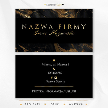 Elegancki projekt złoconej wizytówki marmurowym czarnym tle