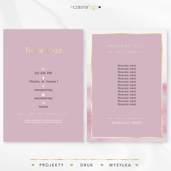 Kobiecy projekt ulotki naróżowym tle i złotymi dodatkami