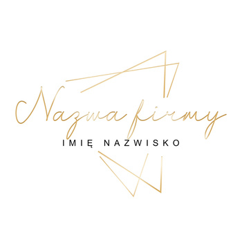 Logo na białym tle ze złotą, pisaną czcionką i ozdobną ramką