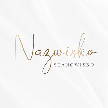 Logo na białym tle ze złotymi literami pismo odręczne