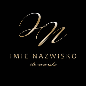 Logo na czarnym tle litery z żółtego złota czcionka klasyczna