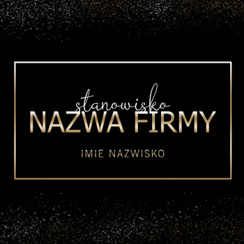 Logo na czarnym tle litery z żółtego złota czcionka klasyczna w prostokątnej ramce