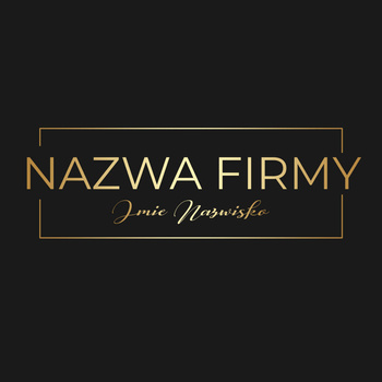 Logo na czarnym tle litery z żółtego złota czcionka klasyczna w prostokątnej ramce