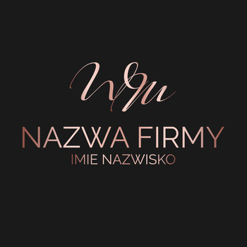Logo na czarnym tle ze złotymi literami czcionka klasyczna