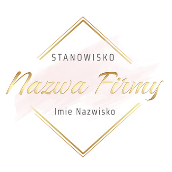Logo na różowym tle ze złotymi literami czcionka ozdobna