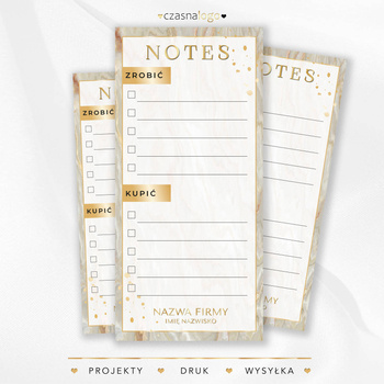 Marmurowy projekt notesu do planowania ze złotą czcionką