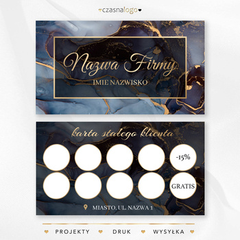 Niebieski wzór karty stałego klienta z dodatkiem złota