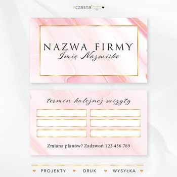 Projekt złoconego terminarzyka wizyt na różowym cukierkowym tle