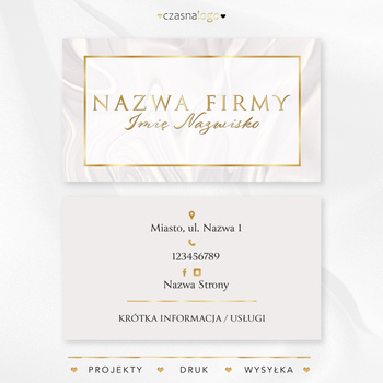 Projekt złoconej wizytówki na jasnym satynowym tle