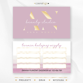 Różowy projekt terminarzyka wizyt ze złotymi liniami