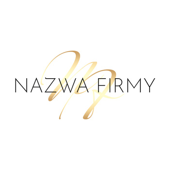 Subtelny projekt logo z czarną, prostą czcionką oraz złotymi, ozdobnymi inicjałami pod nazwy firmy