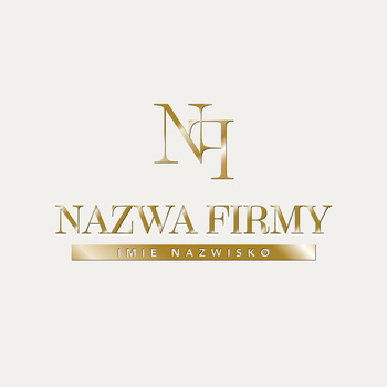 Złocone eleganckie logo z inicjałami na beżowym tle