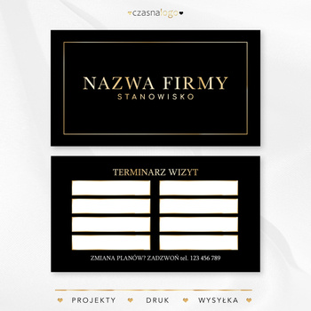 Złocony projekt czarnego terminarzyka wizyt na intensywnym tle