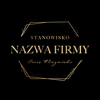 Złocony projekt logo na czarnym tle w ozdobnej ramce
