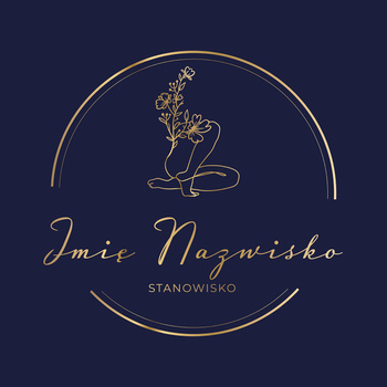 Złocony projekt logo z motywem nóg i kwiatów w okręgu