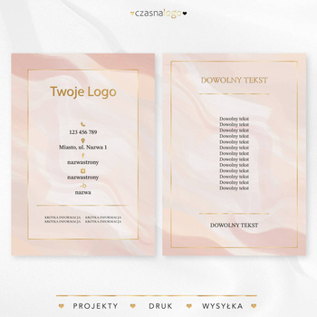 Złocony projekt ulotki na beżowym tle