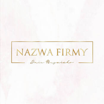 Złoty projekt logo z elegancką czcionką w ramce na delikatnym różowym tle