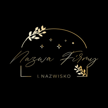 Złoty projekt logo z fikuśną czcionką na czarnym tle